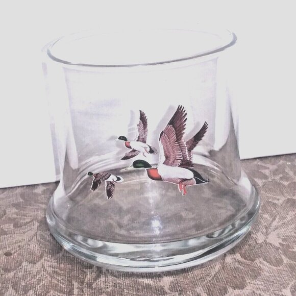 Vintage Mallard Duck Low Ball Glass Wide Bottom Whiskey Cocktail MCM Replacement - Picture 1 of 10